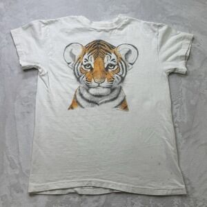 Vintage  The Nature Company Tiger Graphic Tee Single Stitch Front Back Print YL